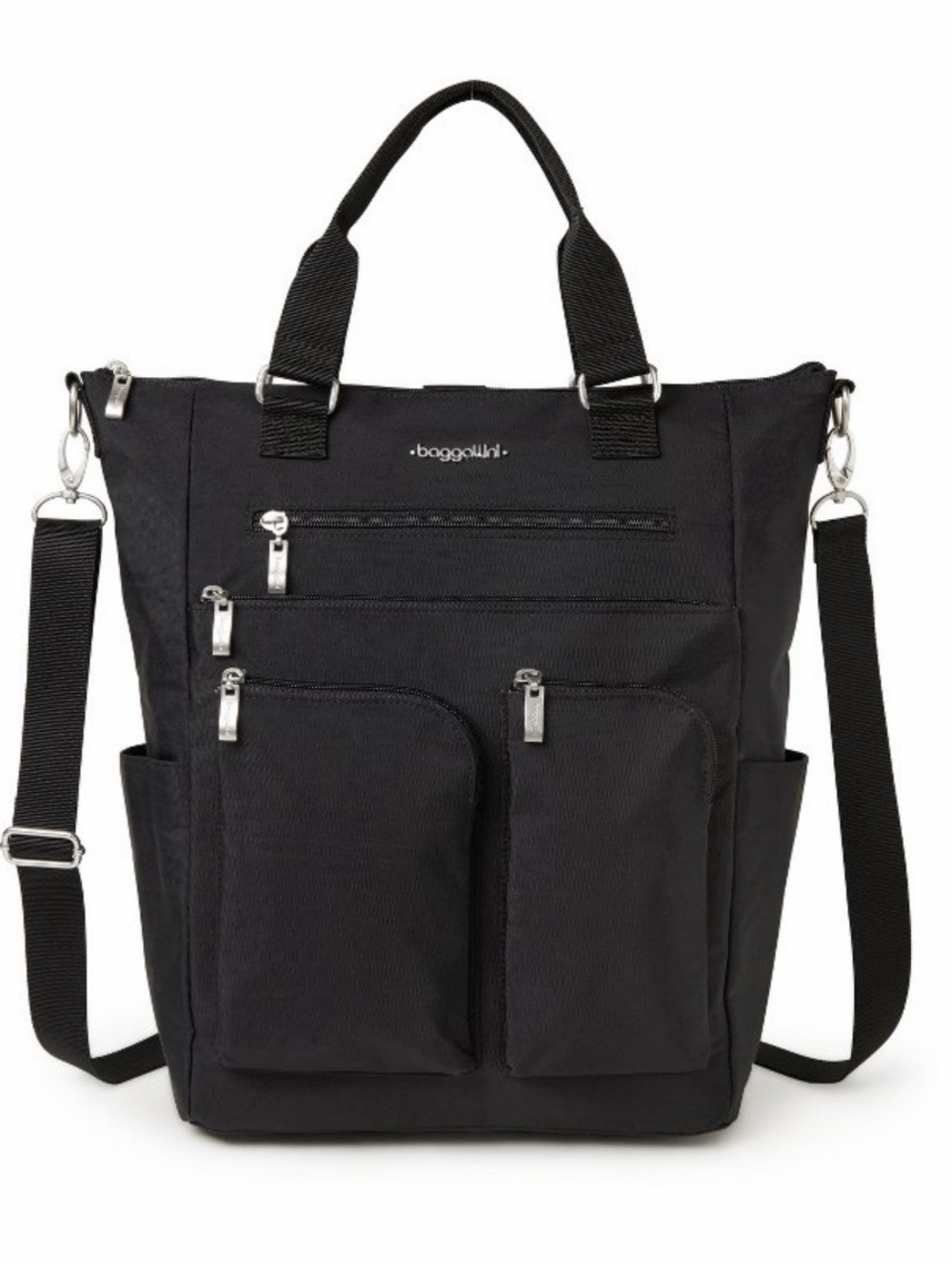 Baggallini All Set 3-in-1 Tote Backpack Crossbody Travel Bag Black Sand Luggage⁠